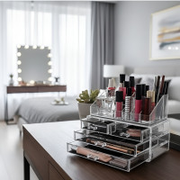 Органайзер для косметики 4 ящика акриловый прозрачный двухуровневый Cosmetic storage box