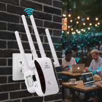 Роутер Wi-Fi усилитель сигнала repeater 2.4G 5G 1200Mbps с розеточной вилкой Белый
