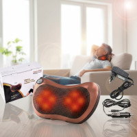 Массажная роликовая подушка с подогревом для спины и шеи Massage Pillow GHM 8028