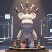 Набор для творчества 23 см флюидный Креативный мишка DIY creative fluid bear с набором красок