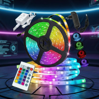 Cветодиодная лента 2 м разноцветная RGB 5050 самоклеящаяся с пультом управления для фоновой для подстветки