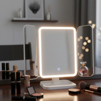 Косметическое настольное тройное LED зеркало аккумуляторное XW 810 с 3 режимами подсветки сенсорное