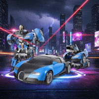 Авто Трансформер Bugatti Robot Car Size 1:18 Синяя, красная машинка с пультом