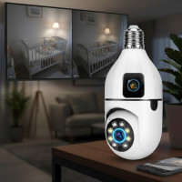 Wi-Fi камера двойная E27 Sq02 с ночным видением, датчиком движения и двусторонней связью