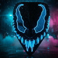 Маска Venom Aurora с синей неоновой подсветкой