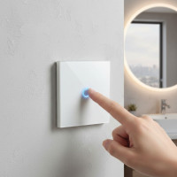 Умный сенсорный выключатель света 1 канал, без нейтрали, стекло с LED-индикацией белый
