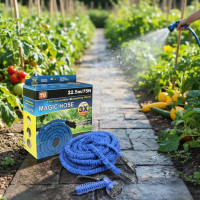 Шланг садовый для полива Magic Hose саморастягивающийся 22,5 м с распылителем