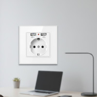 Розетка WH034W SIXWGH с двумя USB портами и заземлением