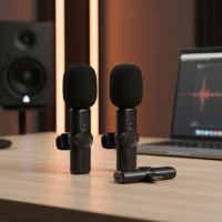 Беспроводной петличный микрофон K11 Wireless Lavalier с ресивером Lightning для iPhone и iPad, черный