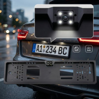 Камера заднего вида номерной рамке для авто с 16 LED подсветкой Black