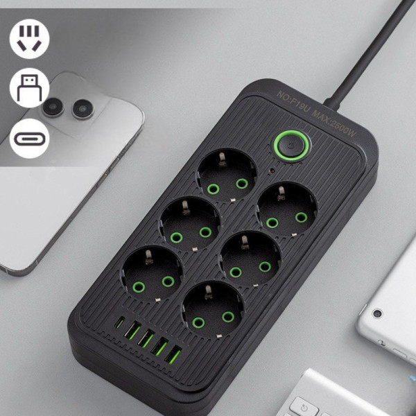Удлинитель питания на 6 гнезд с 5 USB сетевой разветвитель для электроники
