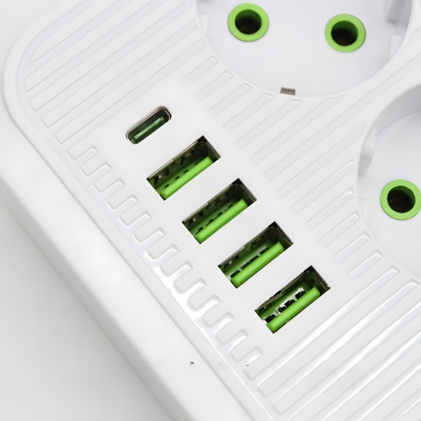 Удлинитель сетевой фильтр 8 розеток 5 USB разветвитель питания с кнопкой 2 м