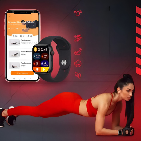 Умные часы Watch X8 MX фитнес часы с шагомером спортивные черный