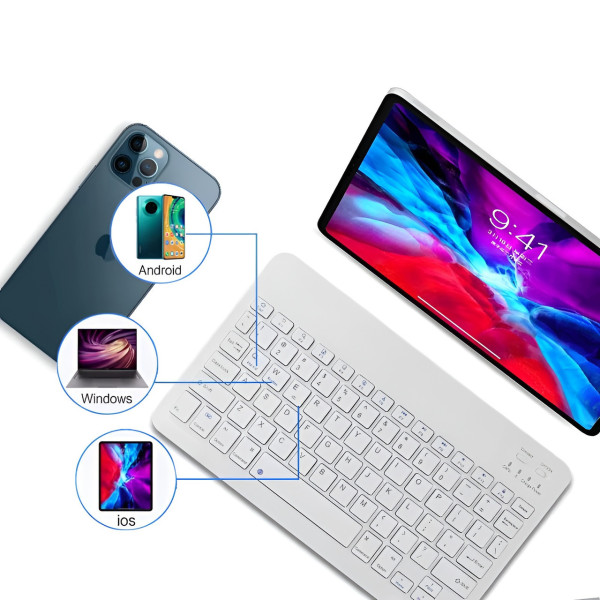 Беспроводная клавиатура и мышь AND 5370 Bluetooth комплект для ПК ноутбука планшета белый