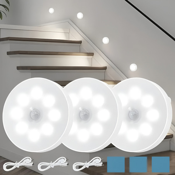 LED светильник YC03 набор 3 шт с датчиком движения аккумуляторный магнитный ночник для коридора