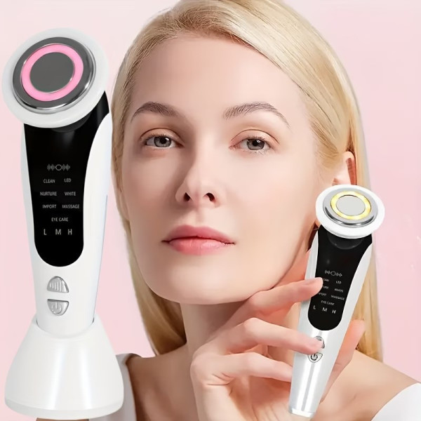 Массажер для лица 7 в 1 электрический прибор для шеи с микротоками LED уход