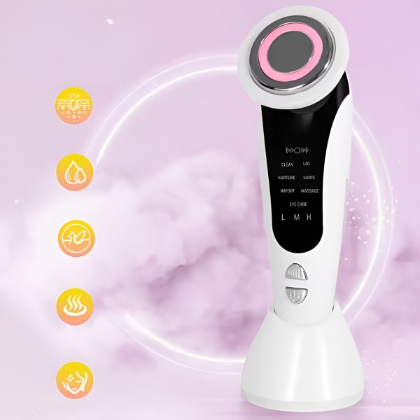 Массажер для лица 7 в 1 электрический прибор для шеи с микротоками LED уход