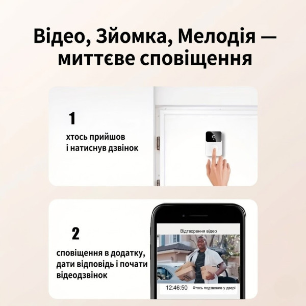Умный дверной звонок H51 WiFi видеозвонок с камерой и двусторонним аудио