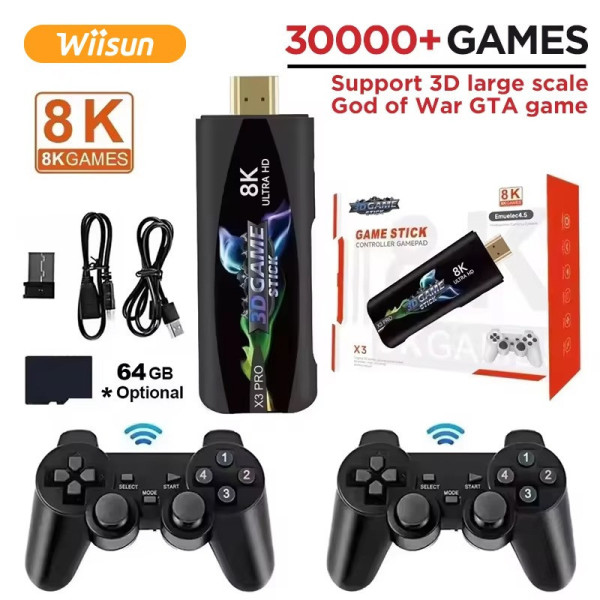 Игровая консоль Game Stick X3 Plus 8K ретро система HDMI с контроллером и пультом