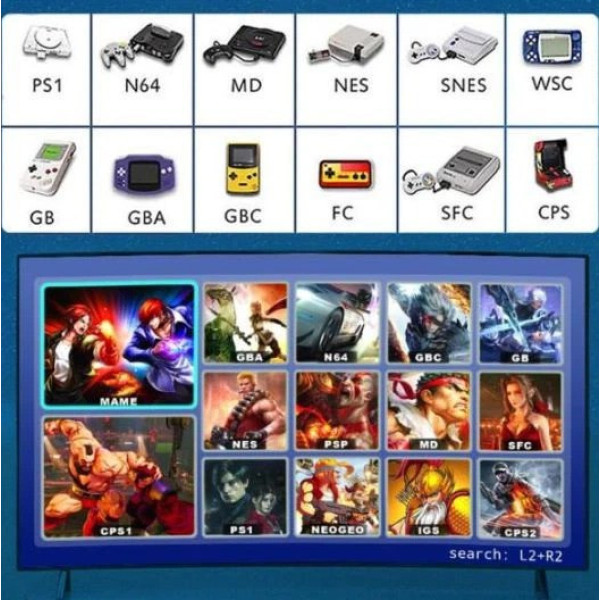 Игровая консоль X9 8K 64GB Android TV Game Stick 30000 игр с двумя контроллерами
