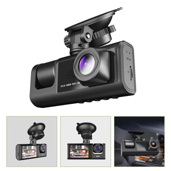 Автомобильный видеорегистратор AND Z37 3 камеры Full HD 1080p запись салона и заднего вида