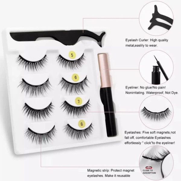 Накладные ресницы AND 5509 магнитные 3D без клея GlamLash