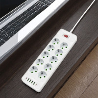Удлинитель сетевой D10 10 розеток USB Type-C PD переноска 5 м