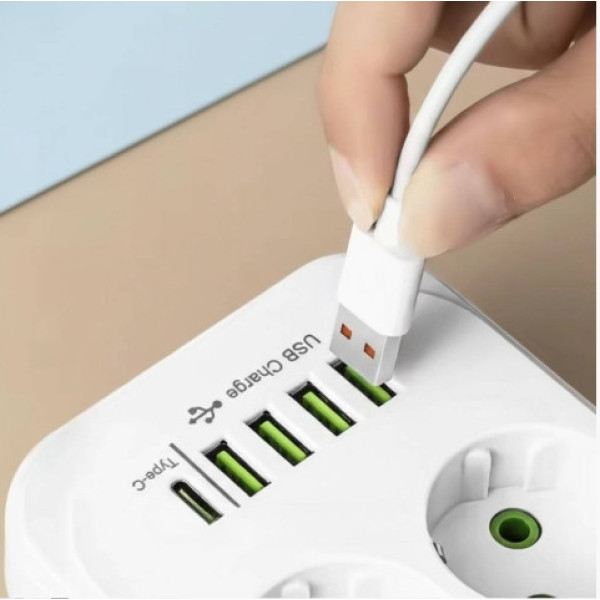 Удлинитель сетевой D10 10 розеток USB Type-C PD переноска 5 м