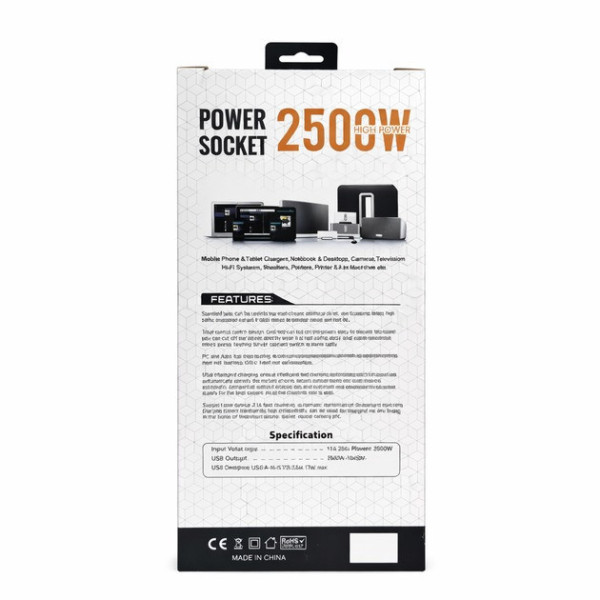 Удлинитель сетевой D6 6 гнезд USB Type-C разветвитель розеток 3 м