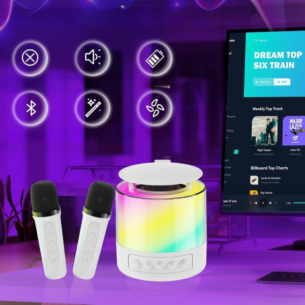 Колонка беспроводная K19 Bluetooth акустика RGB караоке микрофон