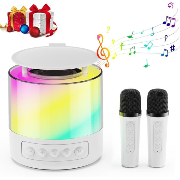 Колонка беспроводная K19 Bluetooth акустика RGB караоке микрофон