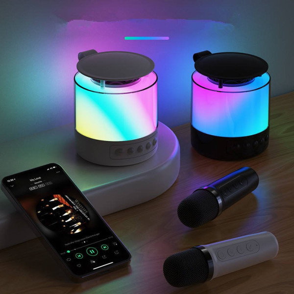 Колонка беспроводная K19 Bluetooth акустика RGB караоке микрофон