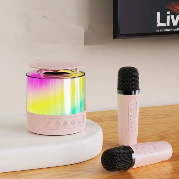 Колонка беспроводная K19 Bluetooth акустика RGB караоке микрофон