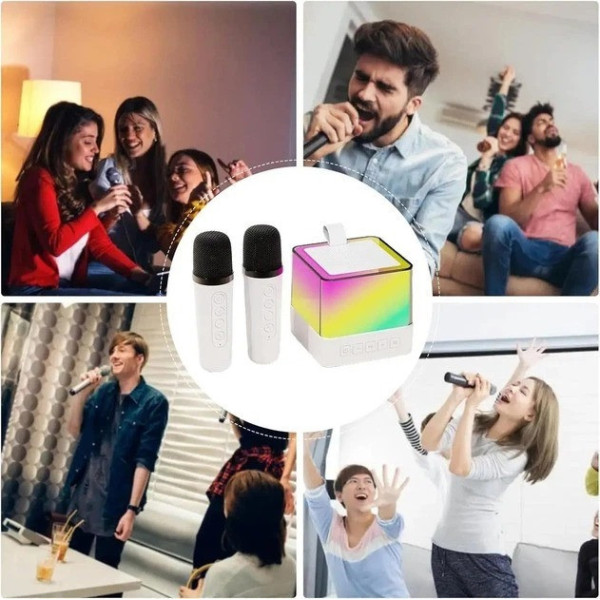 Колонка беспроводная K18 Bluetooth караоке RGB 2 микрофона