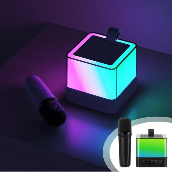 Колонка беспроводная K18 Bluetooth караоке RGB 2 микрофона