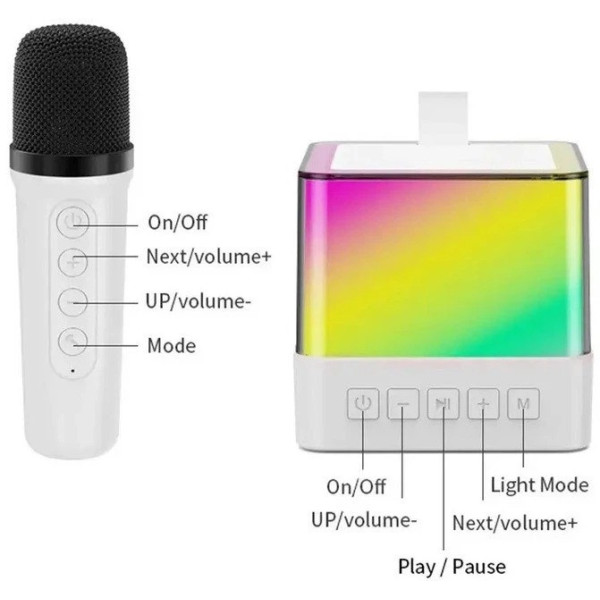 Колонка беспроводная K18 Bluetooth караоке RGB 2 микрофона