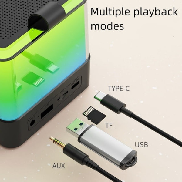 Колонка беспроводная K18 Bluetooth караоке RGB 2 микрофона