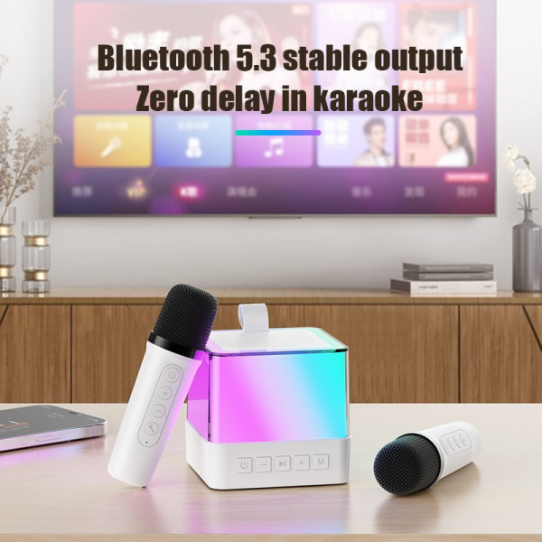 Колонка беспроводная K18 Bluetooth караоке RGB 2 микрофона