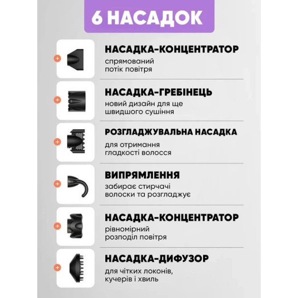 Фен Beheart X11 PRO для волос 6 насадок стайлер сушки и укладки