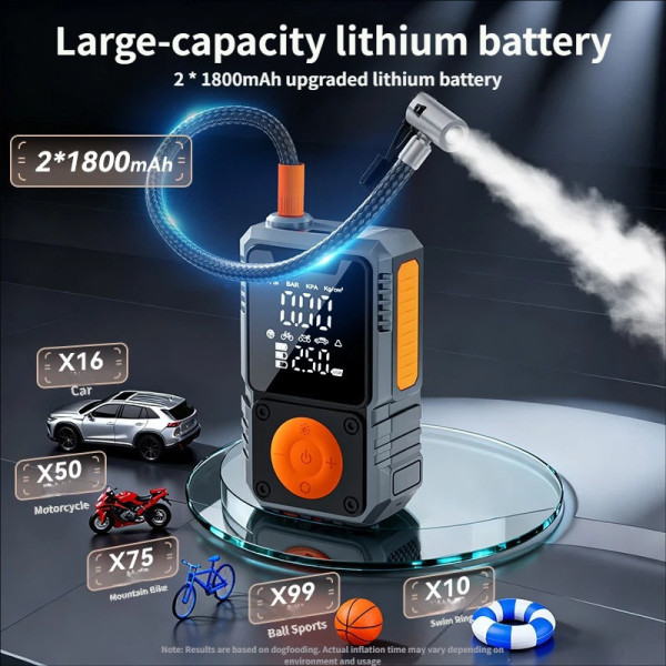 Насос для шин De-FX391 автомобильный компрессор 5000 mAh беспроводной