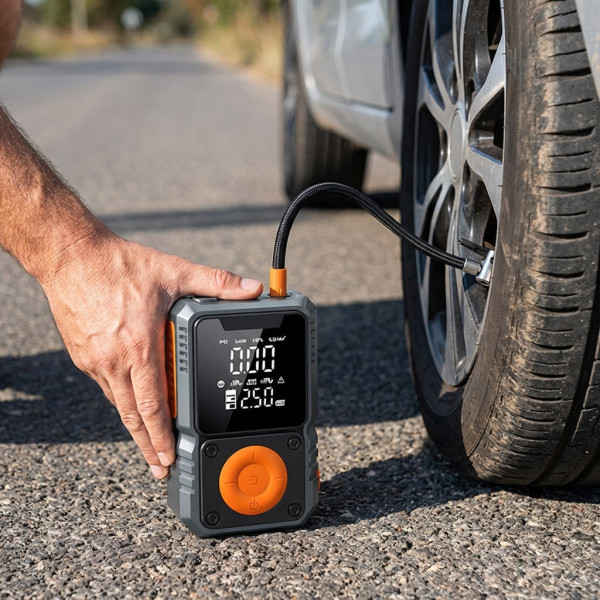 Насос для шин De-FX391 автомобильный компрессор 5000 mAh беспроводной