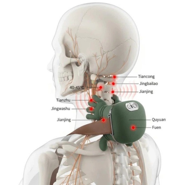 Массажер шеи Shoulders & Neck беспроводной шиацу инфракрасный прогрев плеч и спины
