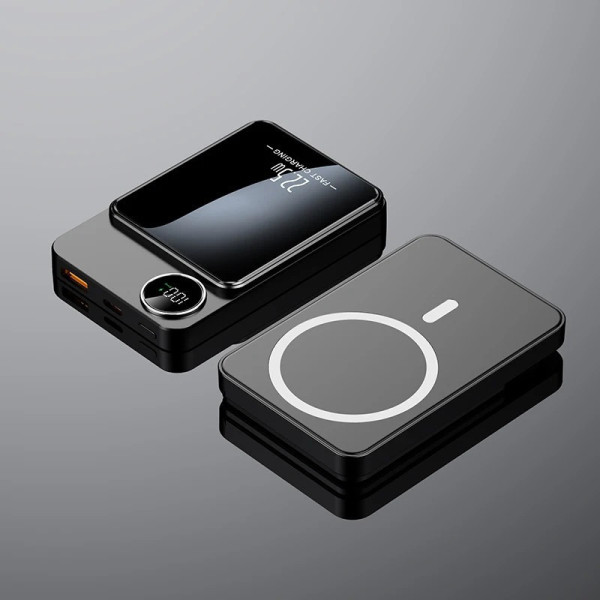 Портативное зарядное Powerbank Q9 5000 mAh аккумулятор с дисплеем беспроводной зарядкой