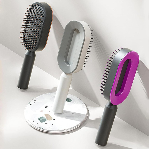 Щетка для волос 3D Central Hollow Cushion Comb массажная с кнопкой очистки