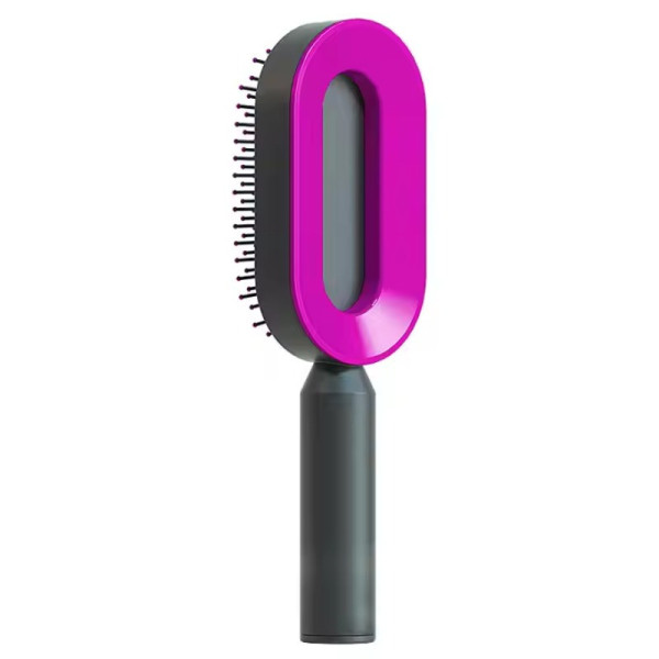 Щетка для волос 3D Central Hollow Cushion Comb массажная с кнопкой очистки