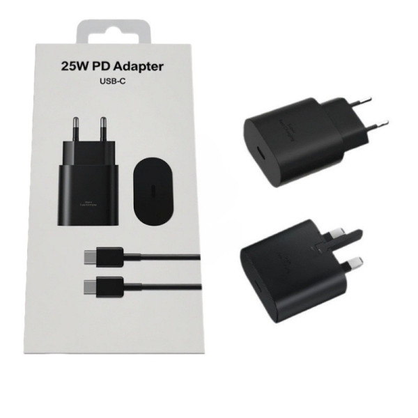Адаптер зарядного устроства USB-C 25W PD 2в1 кабель Type-C быстрая зарядка