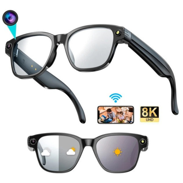 Очки смарт L801 с камерой 8MP фотохромные Wi-Fi AI управление