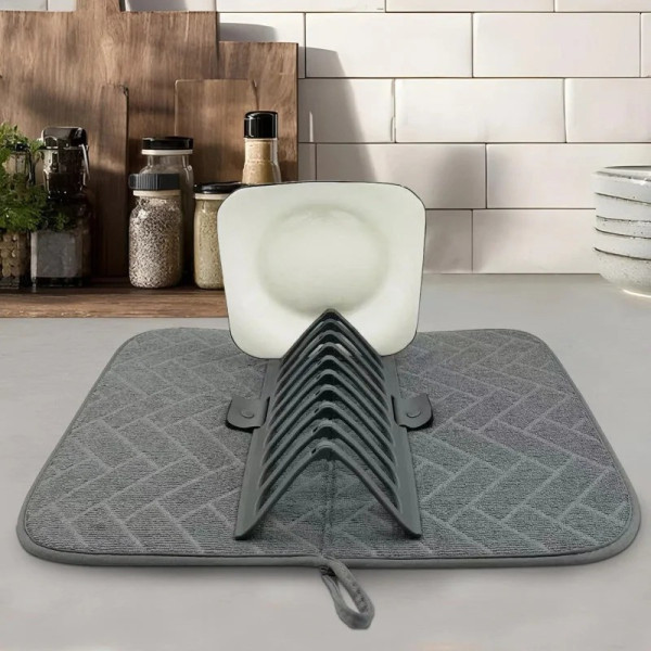 Подставка для посуды Dish Drain Rack сушилка с микрофибровым ковриком