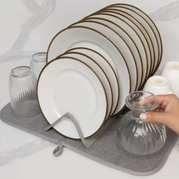 Подставка для посуды Dish Drain Rack сушилка с микрофибровым ковриком