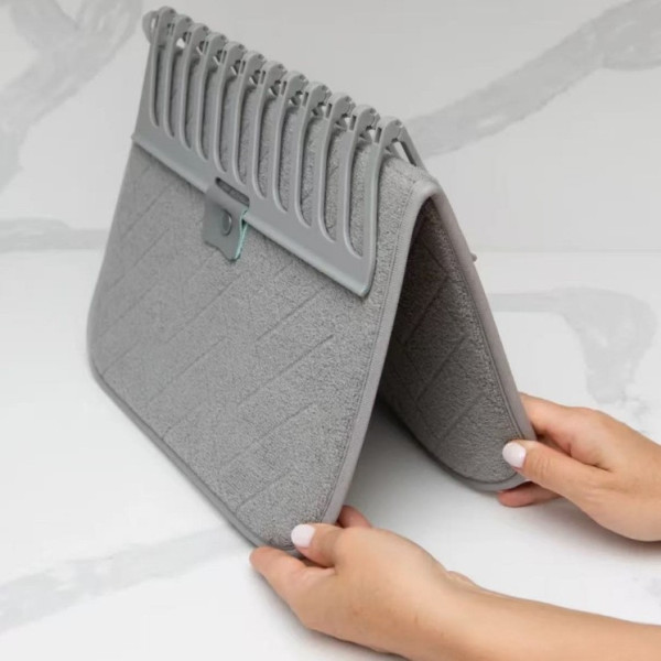 Подставка для посуды Dish Drain Rack сушилка с микрофибровым ковриком